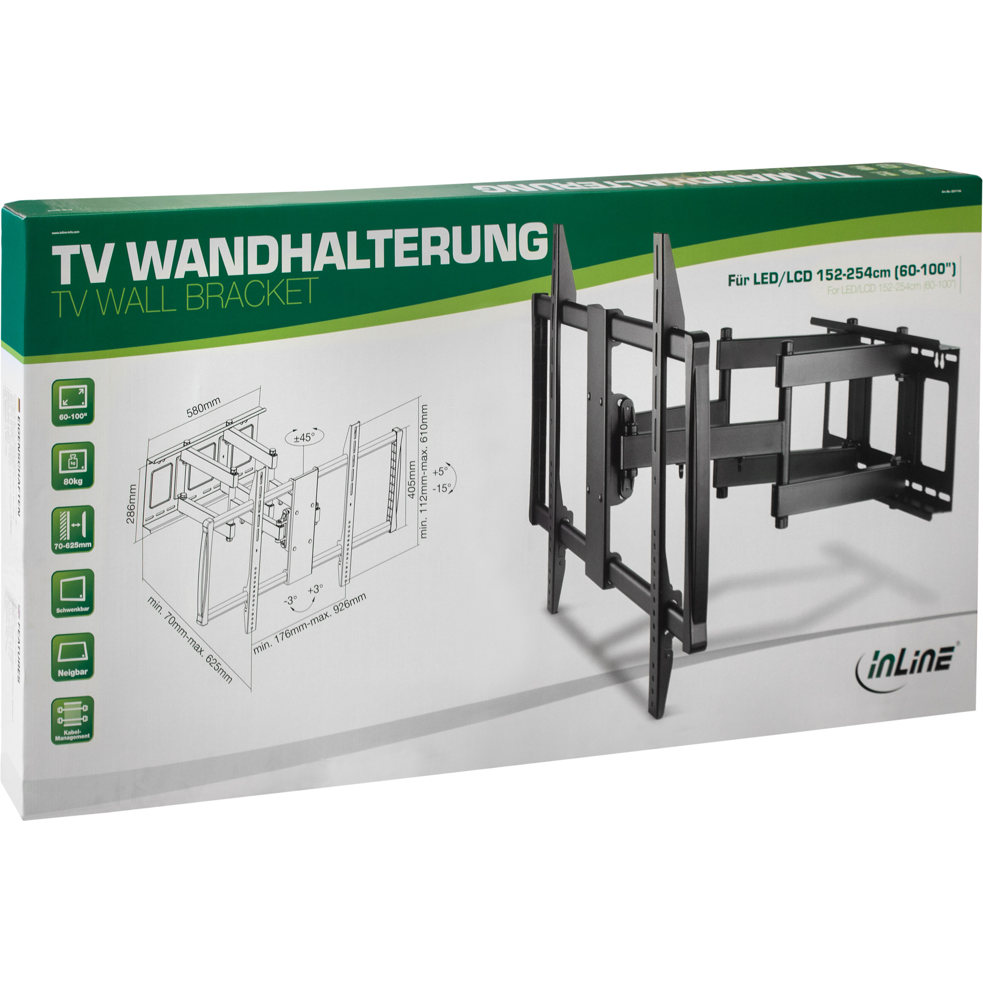 Inline® Wandhalterung, für TFT/LCD/LED/Plasma 152-254cm (60-100"), max. 80kg