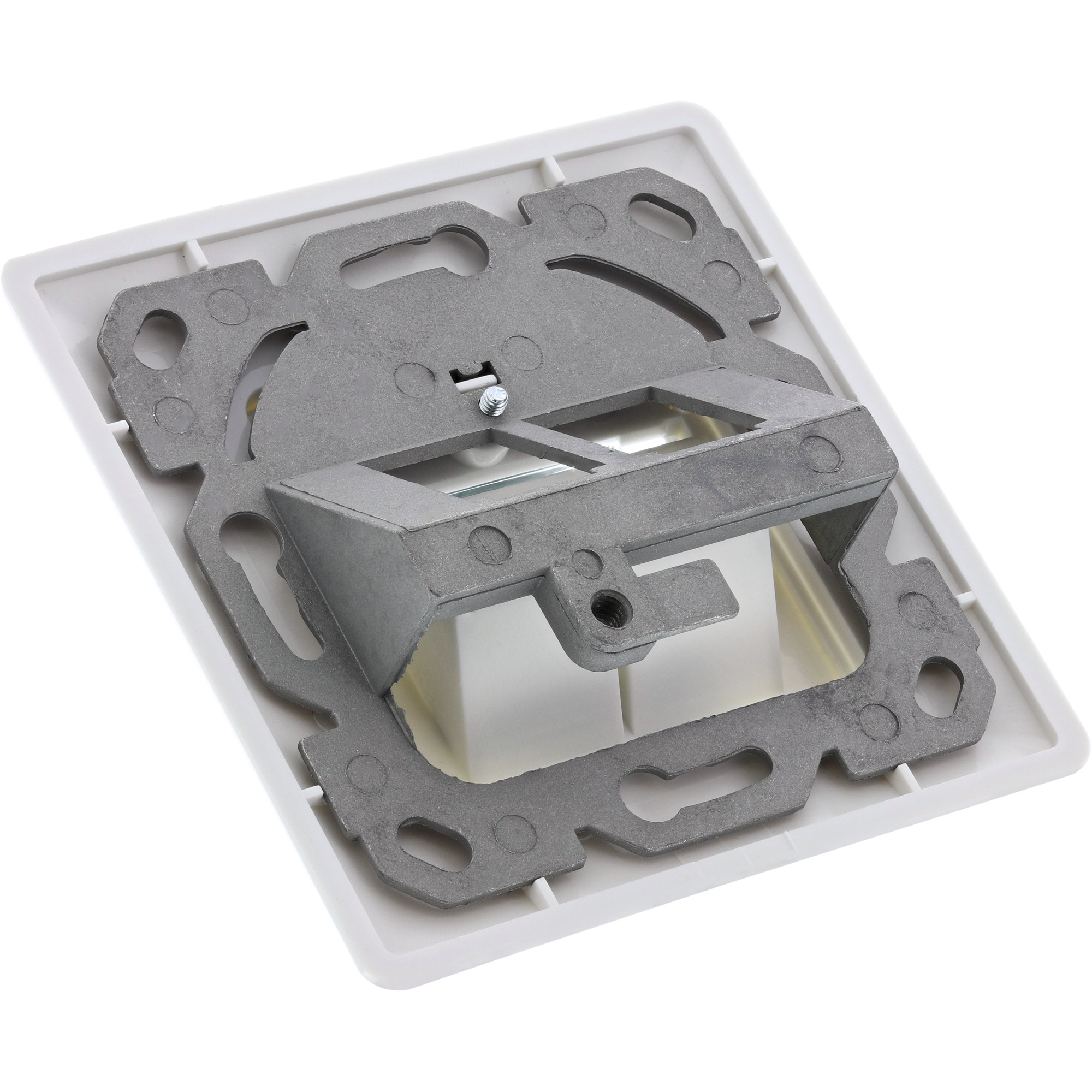 Inline® Cat.6A Anschlussdose, Unterputz, 2x Keystone RJ45 Buchse, weiß RAL9010