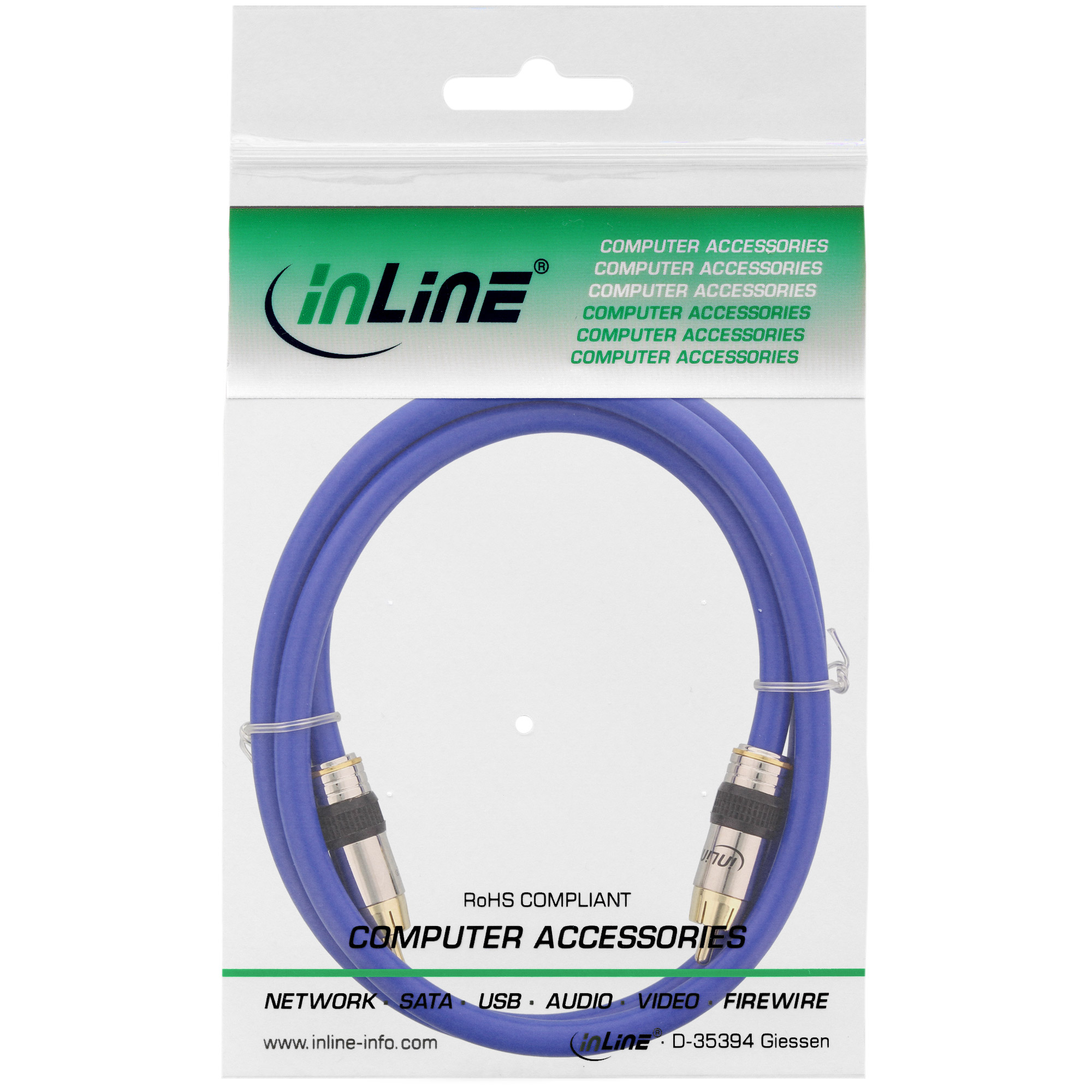 1m - Inline® Cinch Kabel VIDEO & digital AUDIO, PREMIUM, 1x Cinch St / St