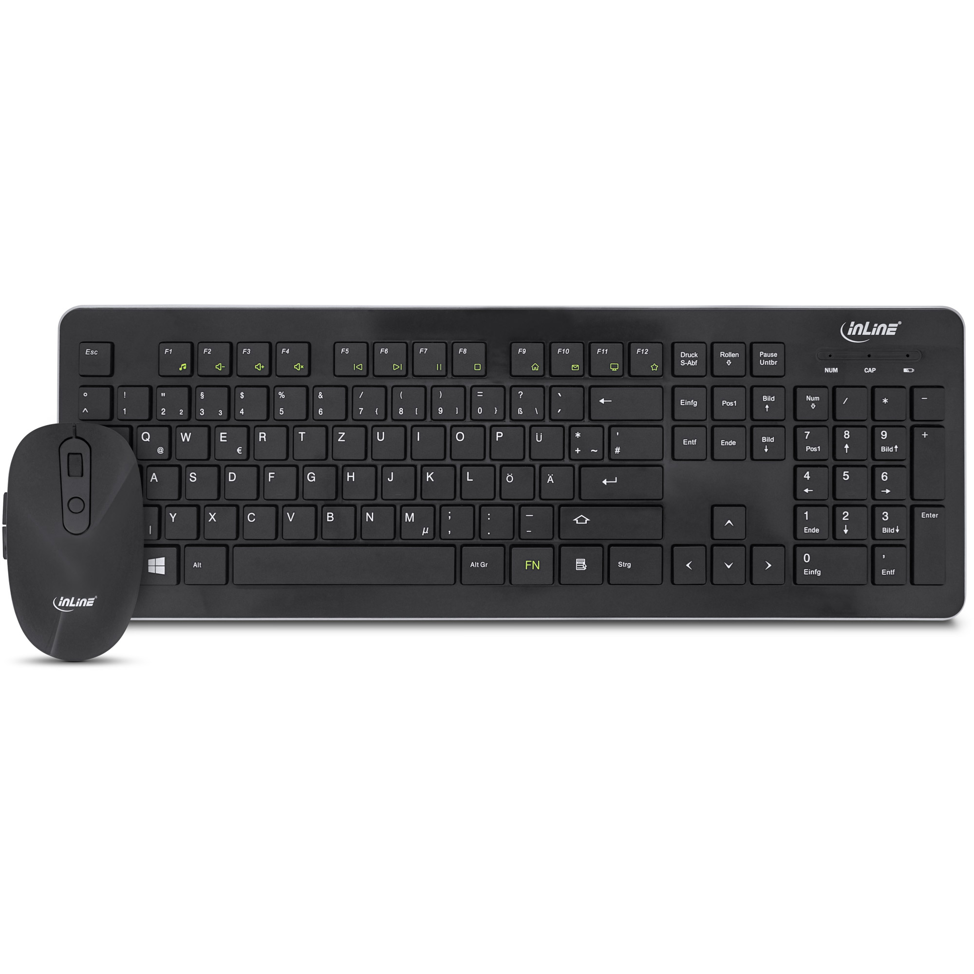 Inline® Design Desktop, Tast.-Maus Set, USB 2,4GHz, max. 1600dpi, schwarz