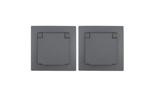 Schutzkontakt-Steckdose McPower ''Flair'', 250V~/16A, UP, IP44, anthrazit,2er-Pack Schutzkontakt-Steckdose McPower ''Flair'', 250V~/16A, UP, IP44, anthrazit,2er-Pack