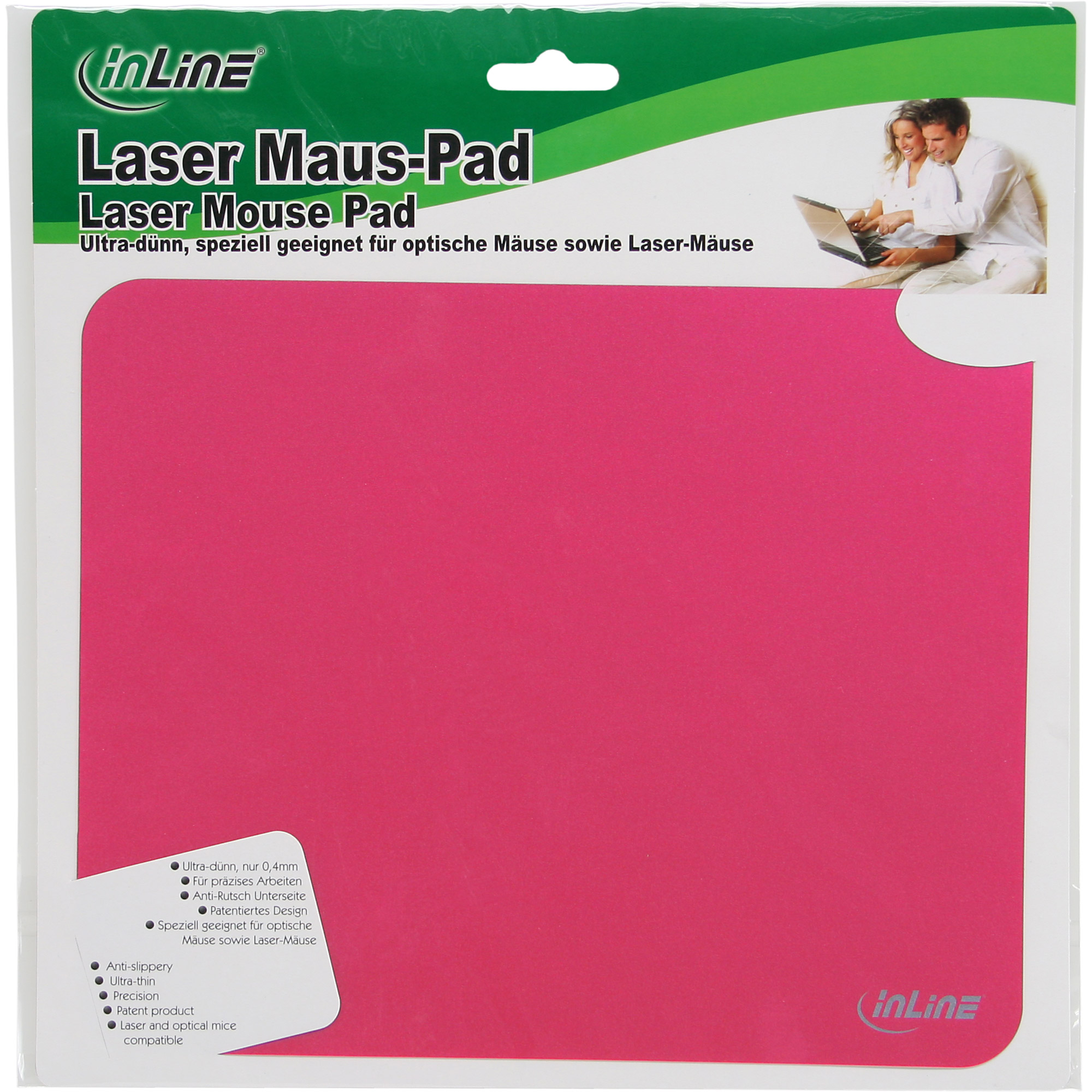 Inline® Maus-Pad Laser, ultradünn, rot, 220x180x0,4mm