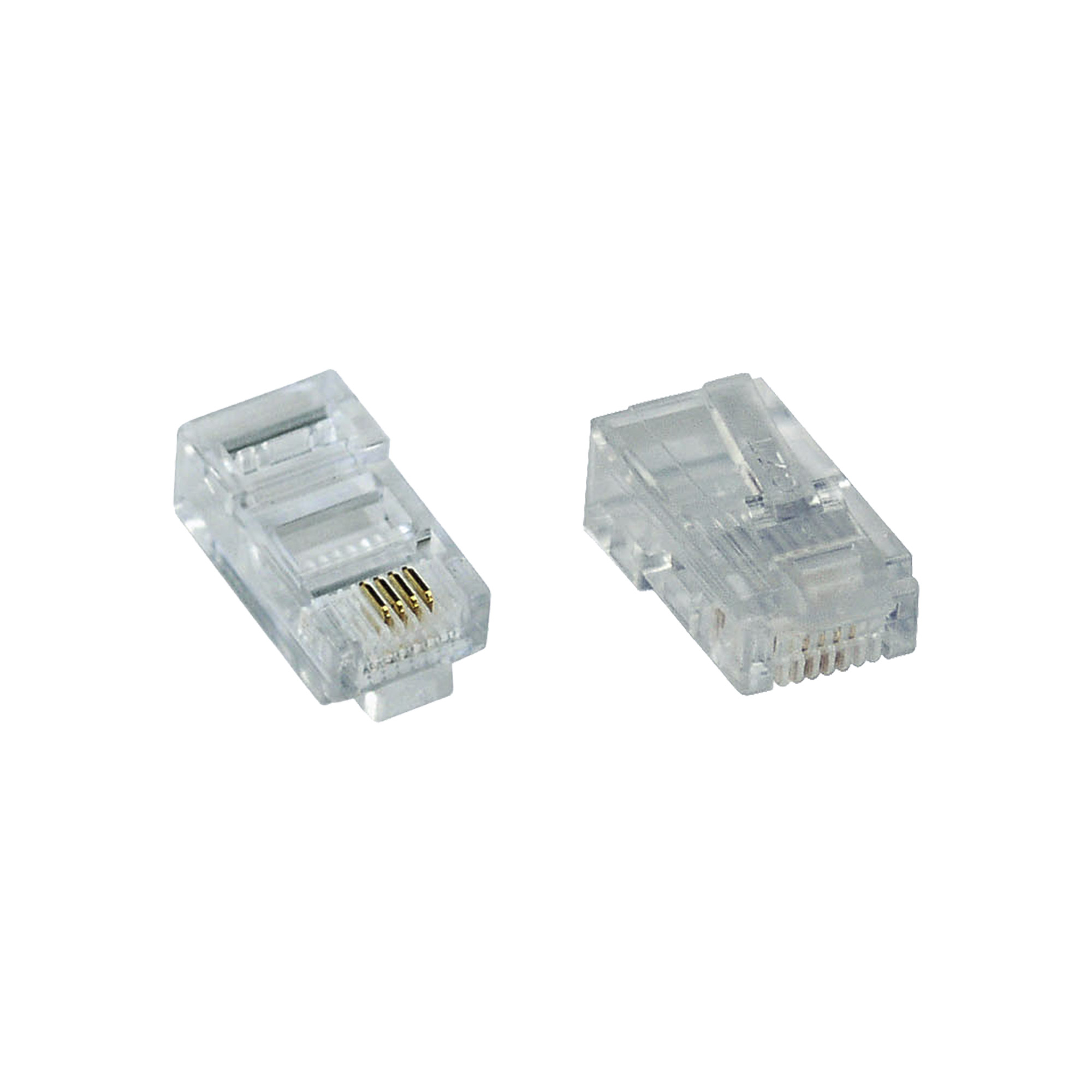 100x Inline® Modularstecker 8P4C RJ45 zum Crimpen auf Flachkabel (ISDN)