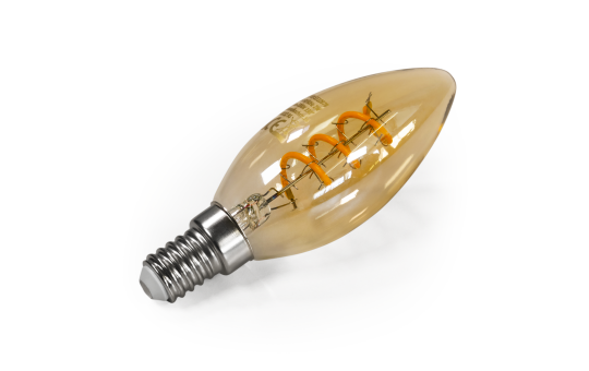 LED Filament Kerzenlampe McShine ''Retro'' E14, 2W, 150lm, warmweiß, goldenes Glas