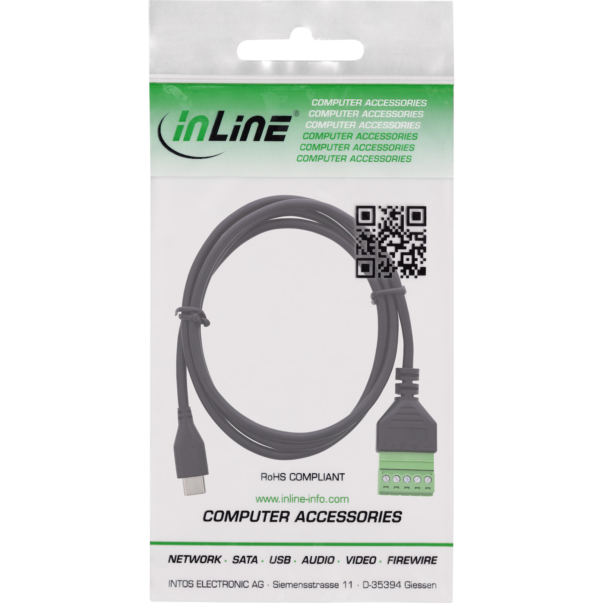 InLine® USB-C Stecker an Terminalblock, 5-polig, mit Kabel