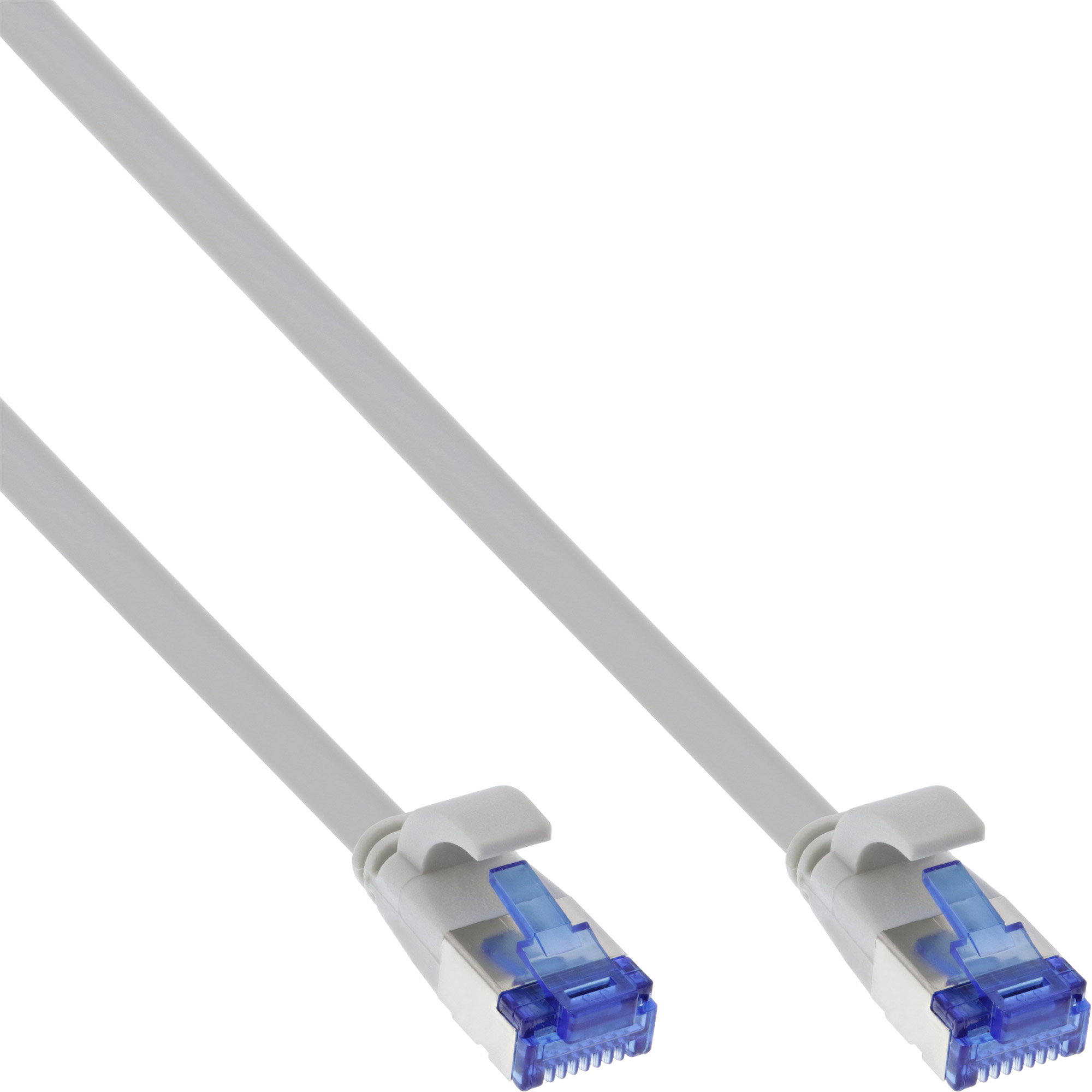Inline® Patchkabel flach, U/FTP, Cat.6A, TPE halogenfrei, grau, 2m