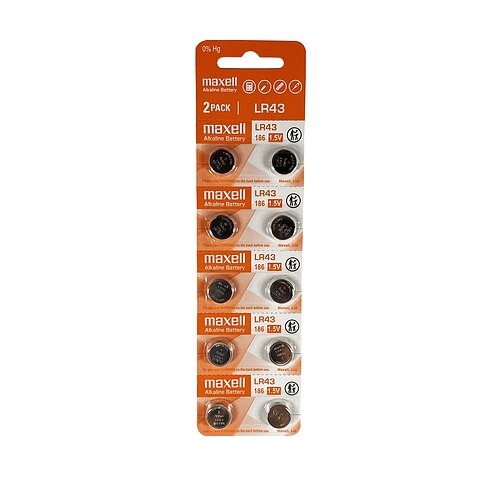 5 x Maxell LR43 AG12 LR1142 386 1.5V Alkaline Knopfzelle - 10er Verpackung 5 x Maxell LR43 AG12 LR1142 386 1.5V Alkaline Knopfzelle - 10er Verpackung