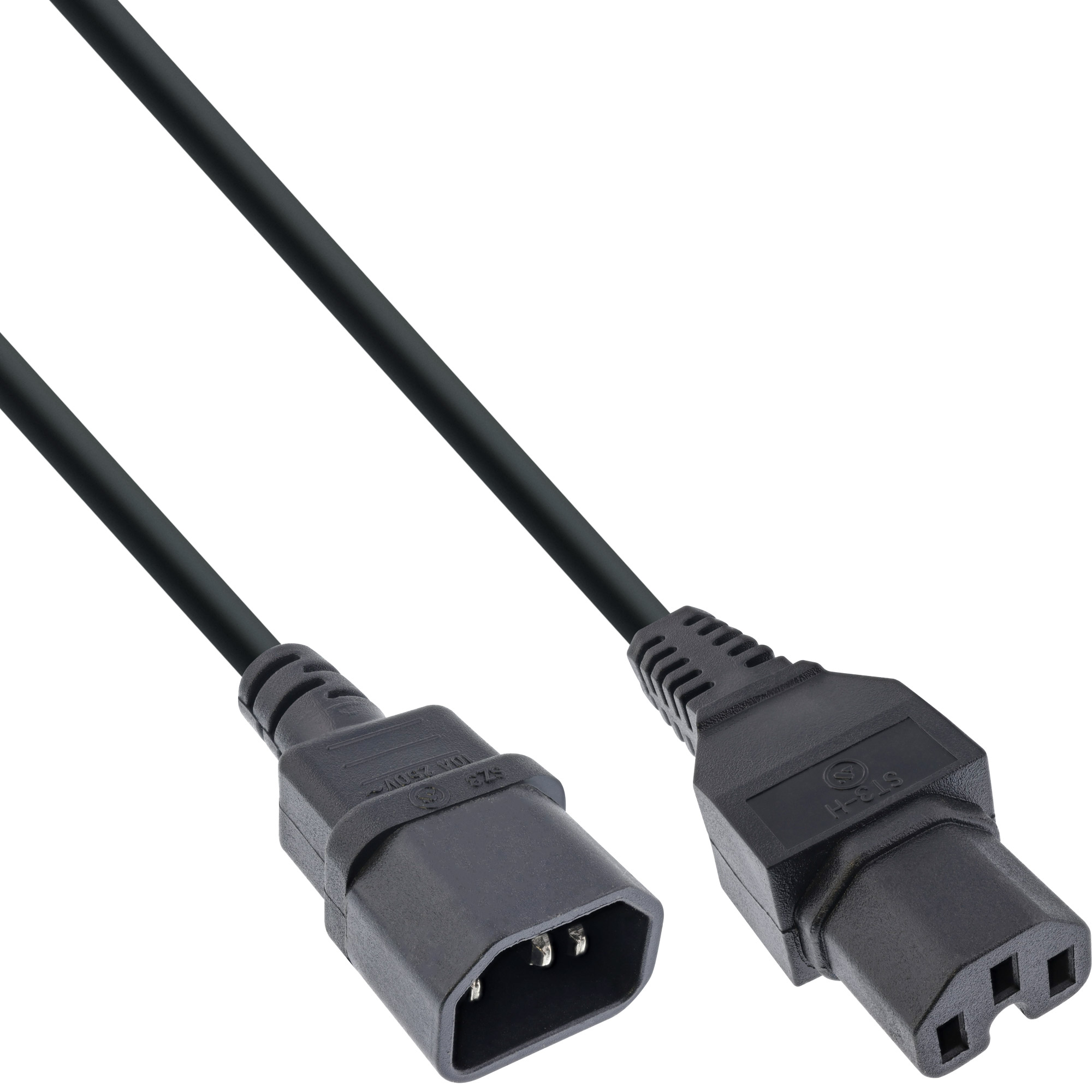 Inline® Netzkabelverl., Warmgerätest. gerade C15 auf BU gerade C14, schwarz, 1m