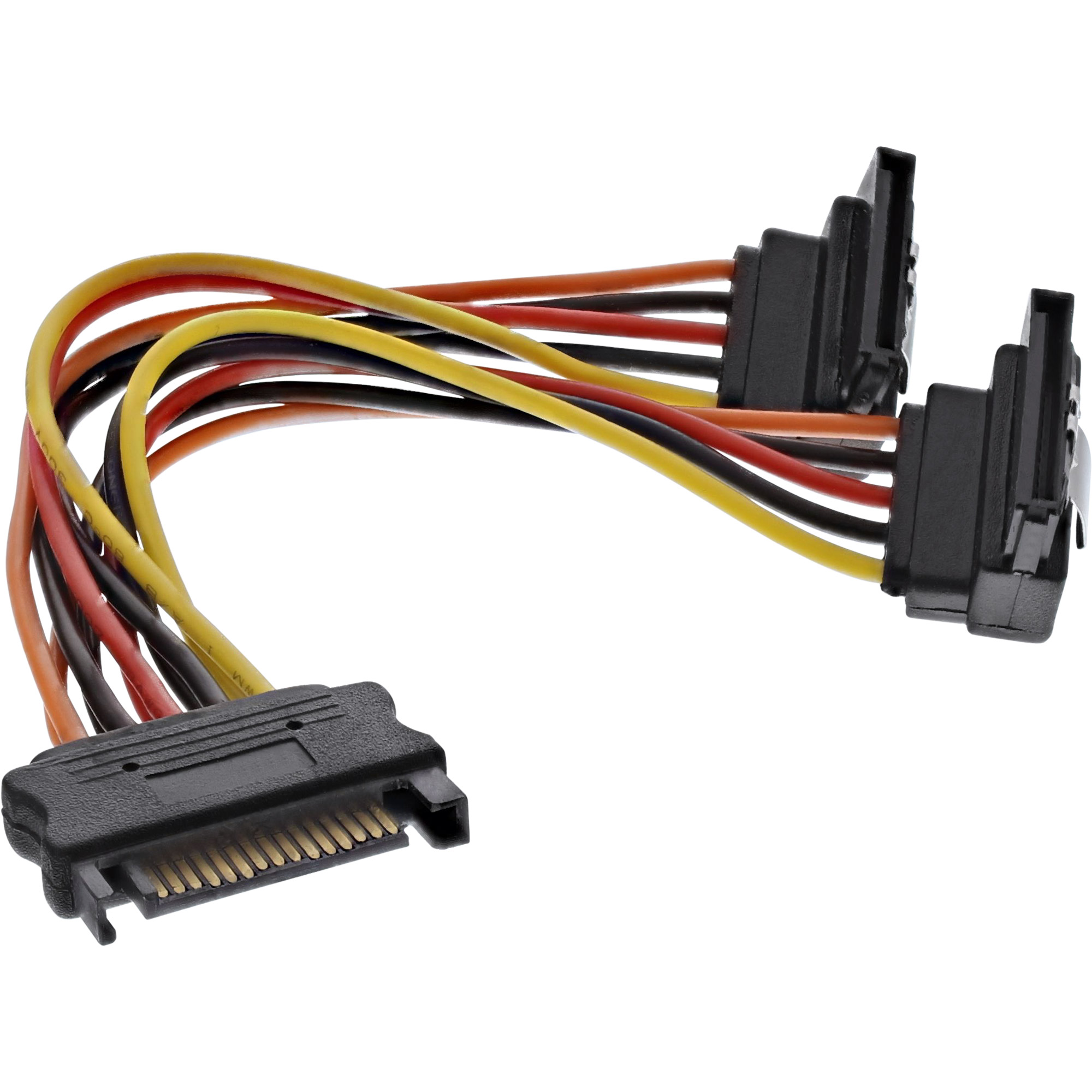 Inline® SATA Strom-Y-Kab., SATA BU/2x SATA ST gew., m. Sicherheitslaschen, 0,30m