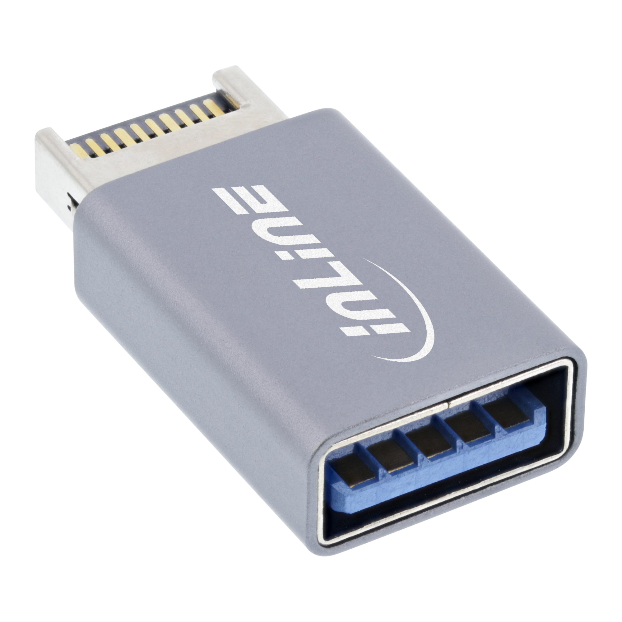 Inline® USB 3.2 Adapter, intern USB-E Frontpanel Stecker zu USB-A Buchse Inline® USB 3.2 Adapter, intern USB-E Frontpanel Stecker zu USB-A Buchse