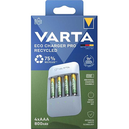 Varta 57683 101 131 Eco Charger Pro Recycled inkl. 4x AAA 56813 800mAh Varta 57683 101 131 Eco Charger Pro Recycled inkl. 4x AAA 56813 800mAh