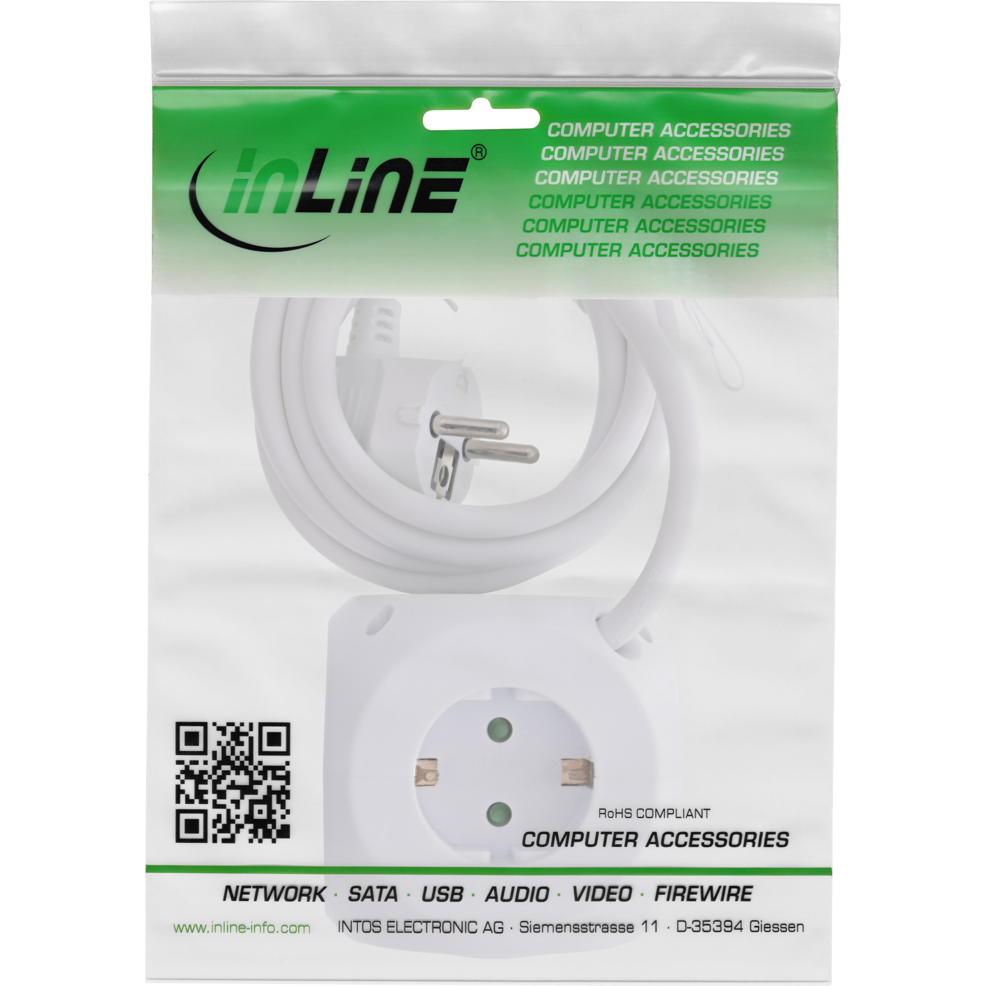 InLine® Charging Cube, 3x Schutzkontakt, 2x USB-C, 2x USB-A, weiß, 2m InLine® Charging Cube, 3x Schutzkontakt, 2x USB-C, 2x USB-A, weiß, 2m