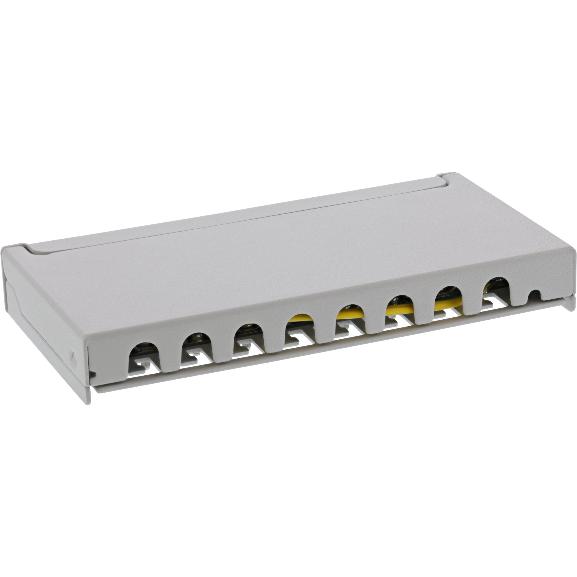 Inline® Patchfeld Cat.6A 8-fach 0,5HE Tisch/Wand-Montage, lichtgrau, RAL7035