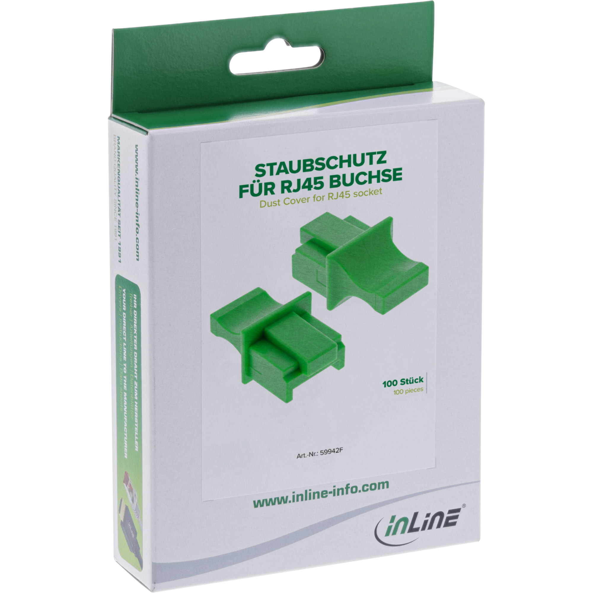 Inline® Staubschutz, für RJ45 Buchse, grün 100er Pack