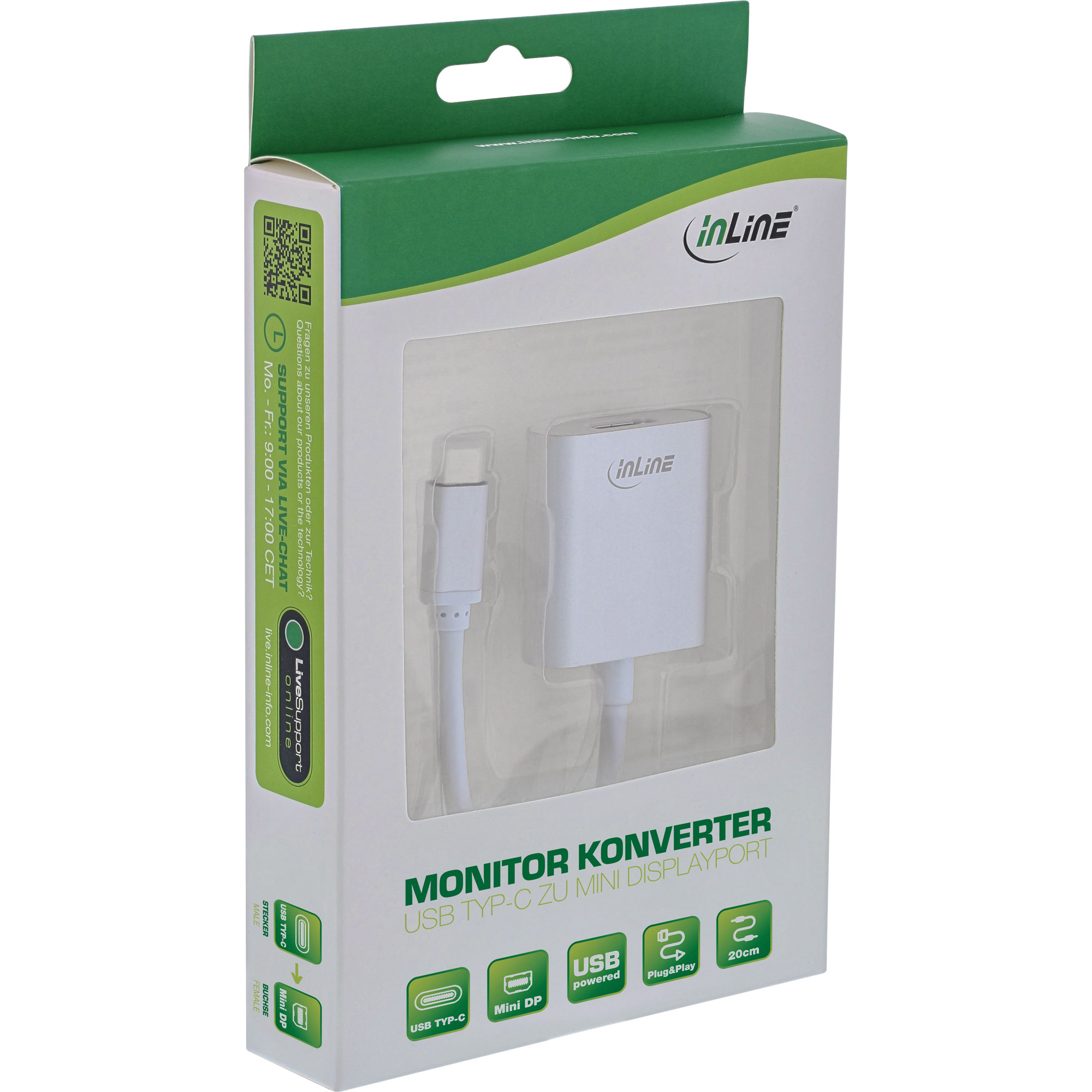 Inline® USB Display Konverter, USB-C ST zu Mini DisplayPort 4K/60Hz, silber