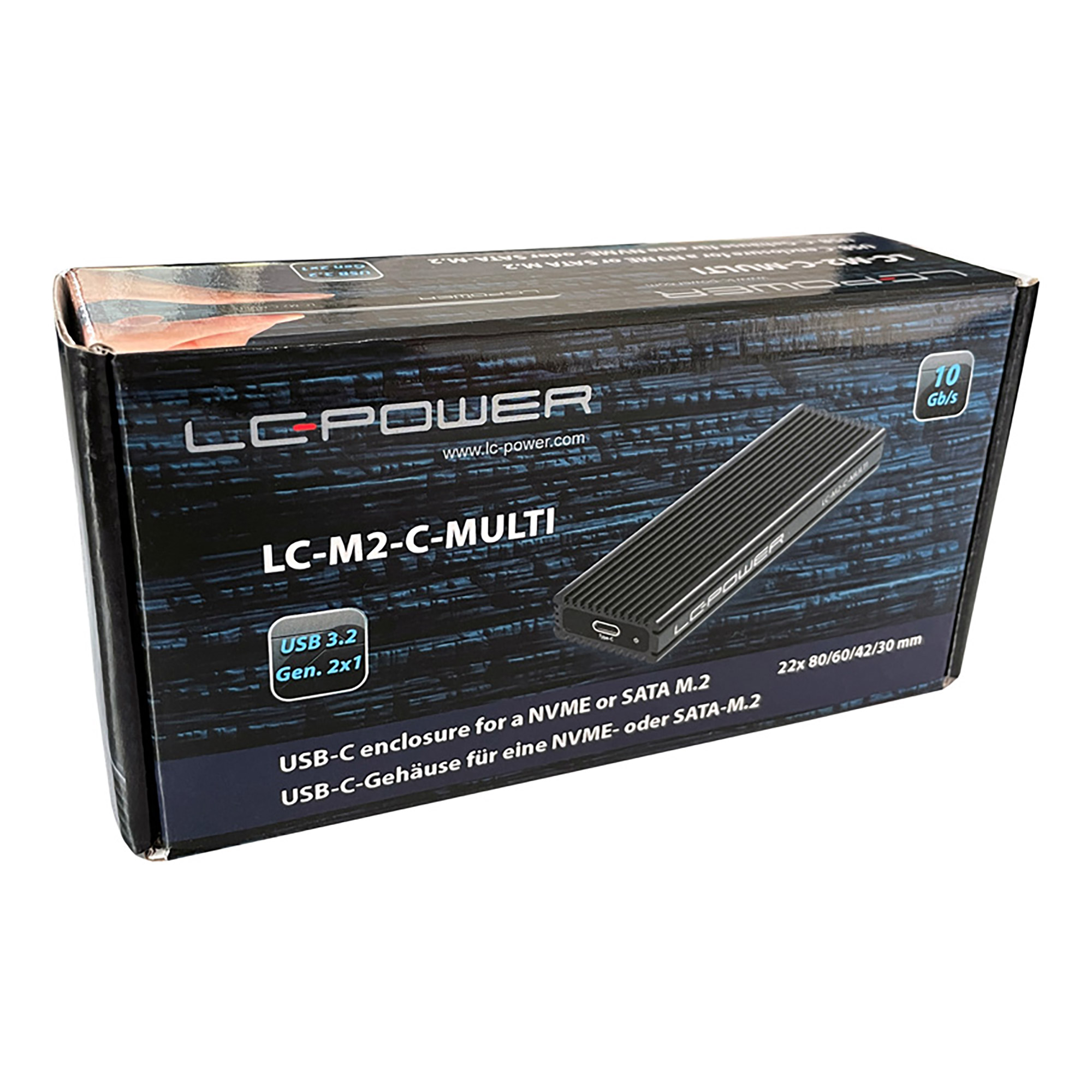 LC-Power LC-M2-C-MULTI M.2-SSD-gehäuse (NVMe & SATA), USB 3.2 Gen.2x1, schwarz LC-Power LC-M2-C-MULTI M.2-SSD-gehäuse (NVMe & SATA), USB 3.2 Gen.2x1, schwarz