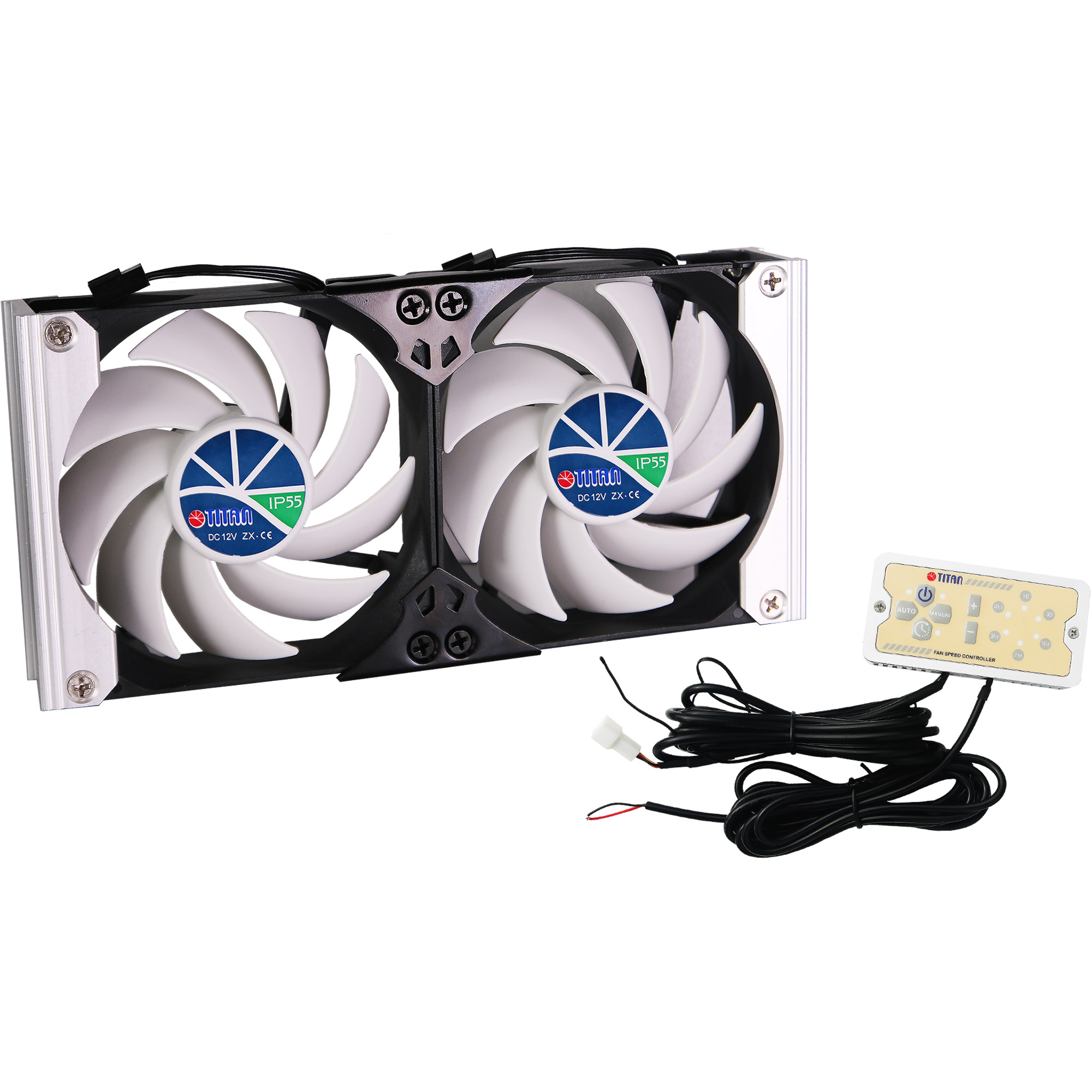 Titan TTC-SC20(A)/V2+ Kühlschrank-Doppellüfter 92x25mm IP55, Timer Gleichrichter