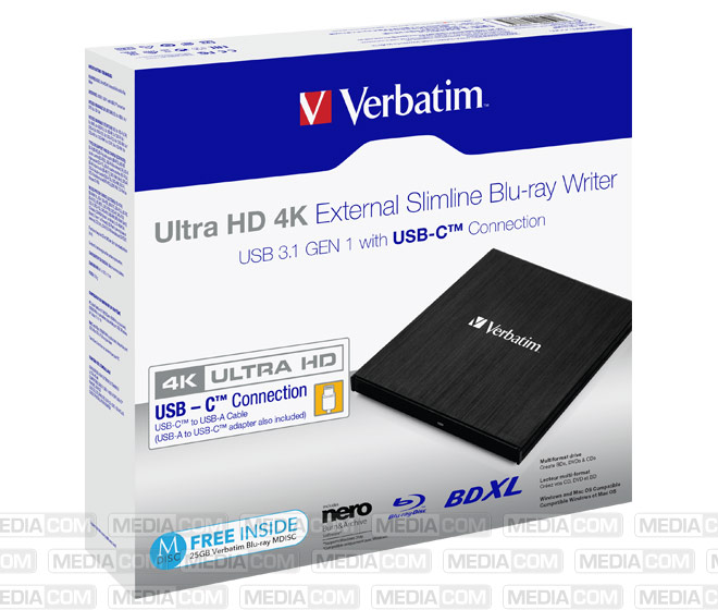Blu-ray Recorder, USB 3.1, A-C, 6x/8x/24x, Slimline Blu-ray Recorder, USB 3.1, A-C, 6x/8x/24x, Slimline