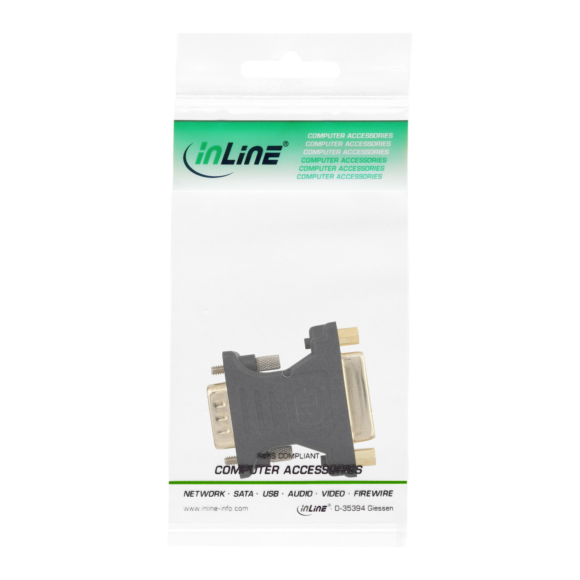 Inline® DVI-A Adapter, Analog 24+5 Buchse auf 15pol HD Stecker (VGA), vergoldet