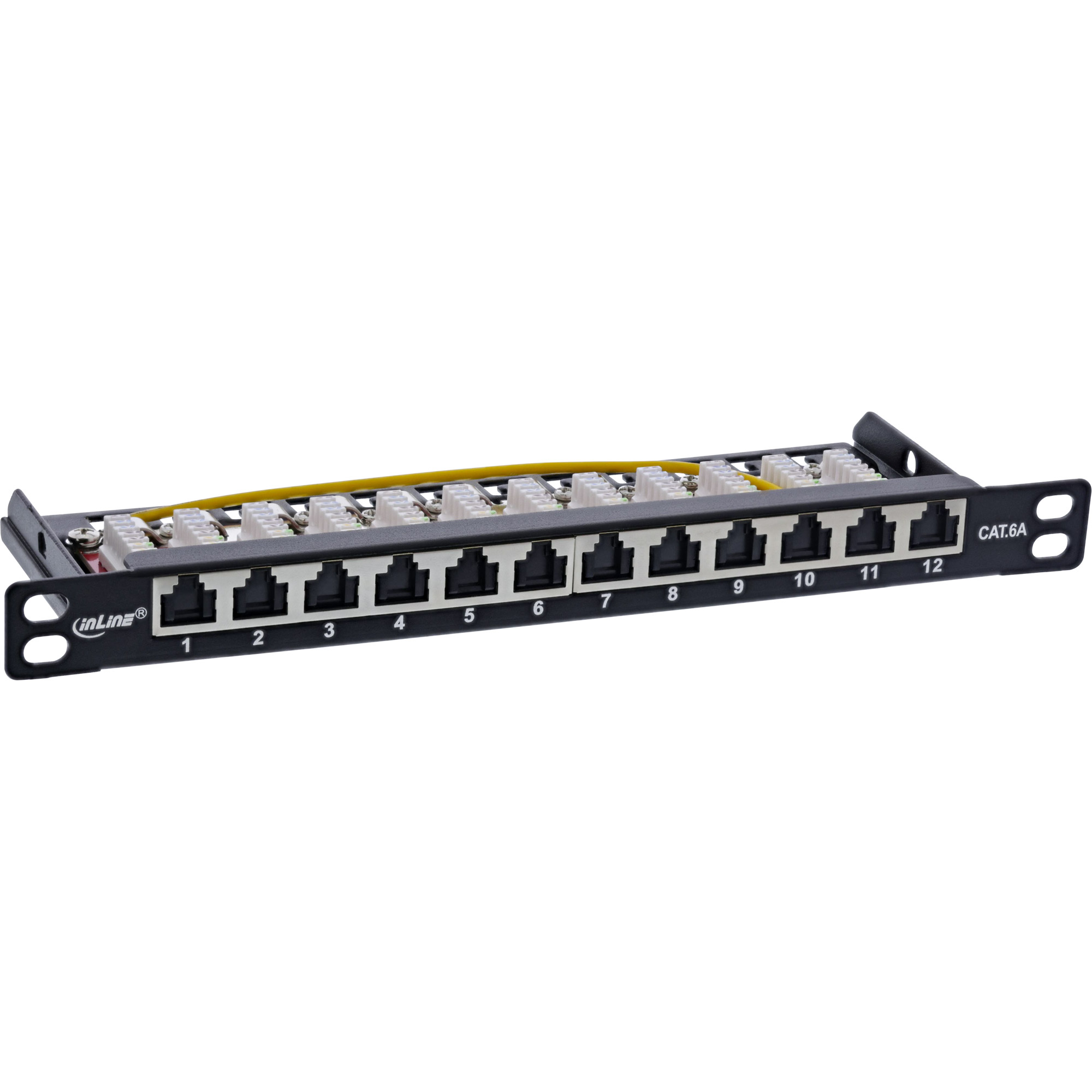 Inline® 10" Patchfeld Cat.6A 0,5HE 12-fach, schwarz, mit Staubschutz