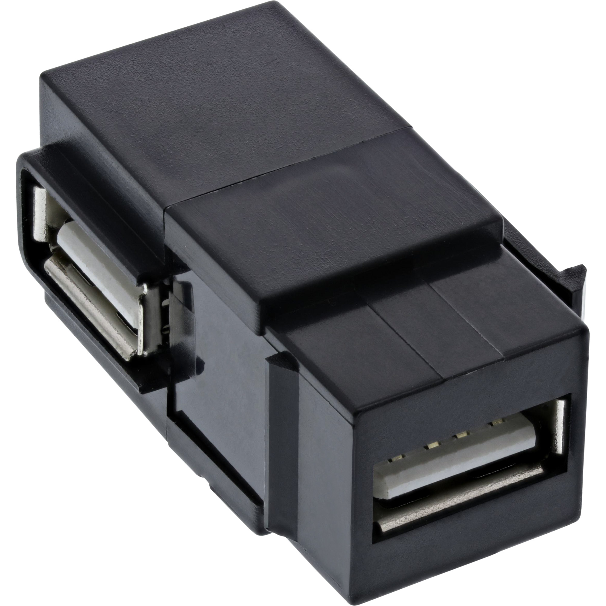 Inline® USB 2.0 Keystone Snap-In Einsatz, USB-A BU/BU, gewinkelt, schwarz