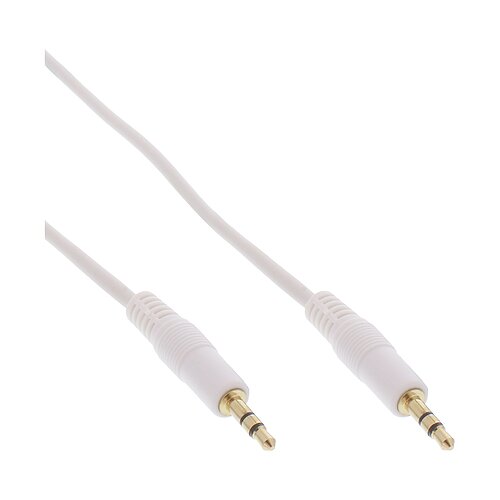 1m - Inline® Klinke Kabel, 3,5mm Stecker / Stecker, Stereo, weiß / gold