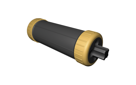 Durchgangs-Erdmuffe, LxØ 190x70mm, IP68 - wasserdicht bis 1m, 230V, schwarz/gelb