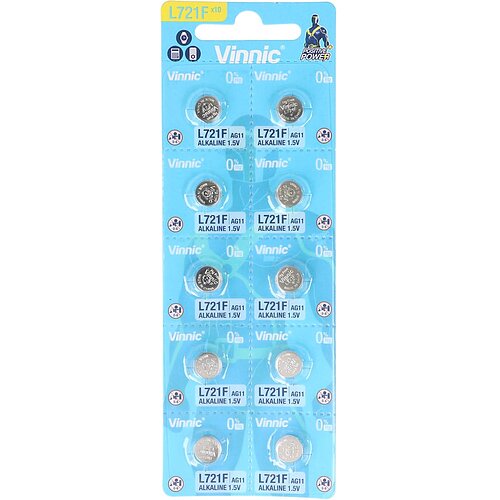 10x Vinnic AG11 LR58 LR721 362 1.5V - Alkaline Knopfzelle