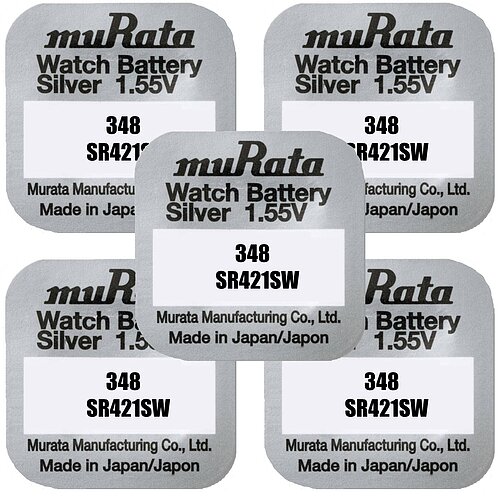 5x Murata SR421SW 348 Silberoxid Batterie 1,55 V