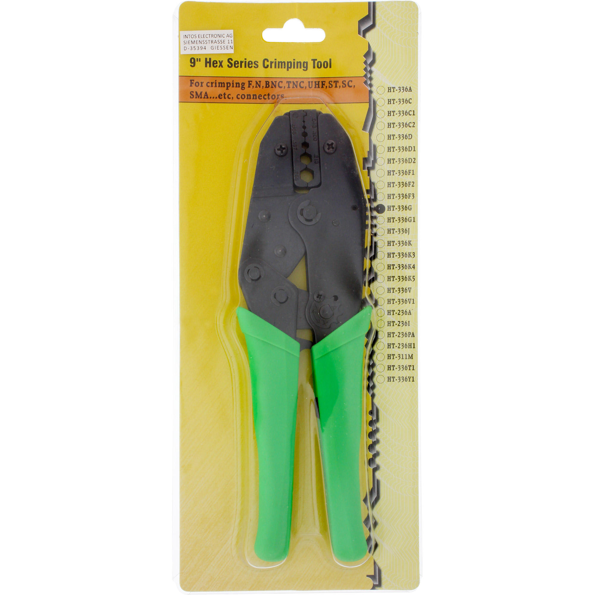 Inline® Crimpzange, Koax HT-336G für RG 58,59,62,174, WBC 110, 195/200, 240