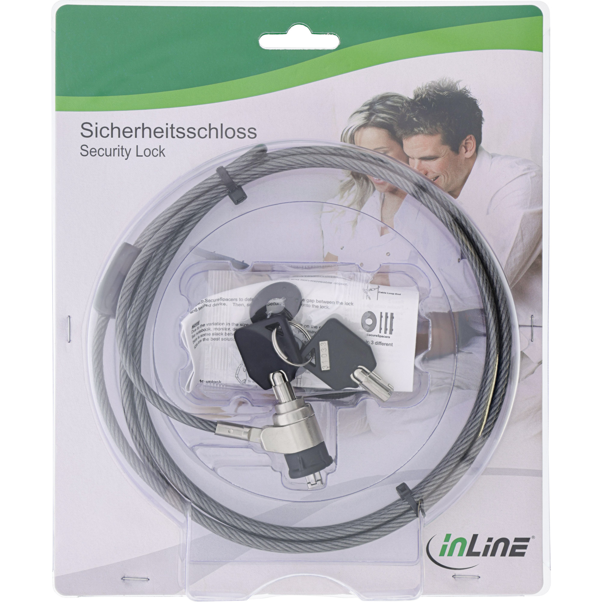 Inline® Notebook Sicherheitsschloss, mit schlüssel, 4,4mm x 2m