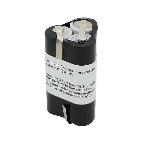Akkupack NiMH 3,6V 2000mAh D1x3 Sanyo HR-3UTG Eneloop Mignon mit Lötfahnen ersetzt AEG Junior 2.0 Typ 141 Ni-MH 3,6V