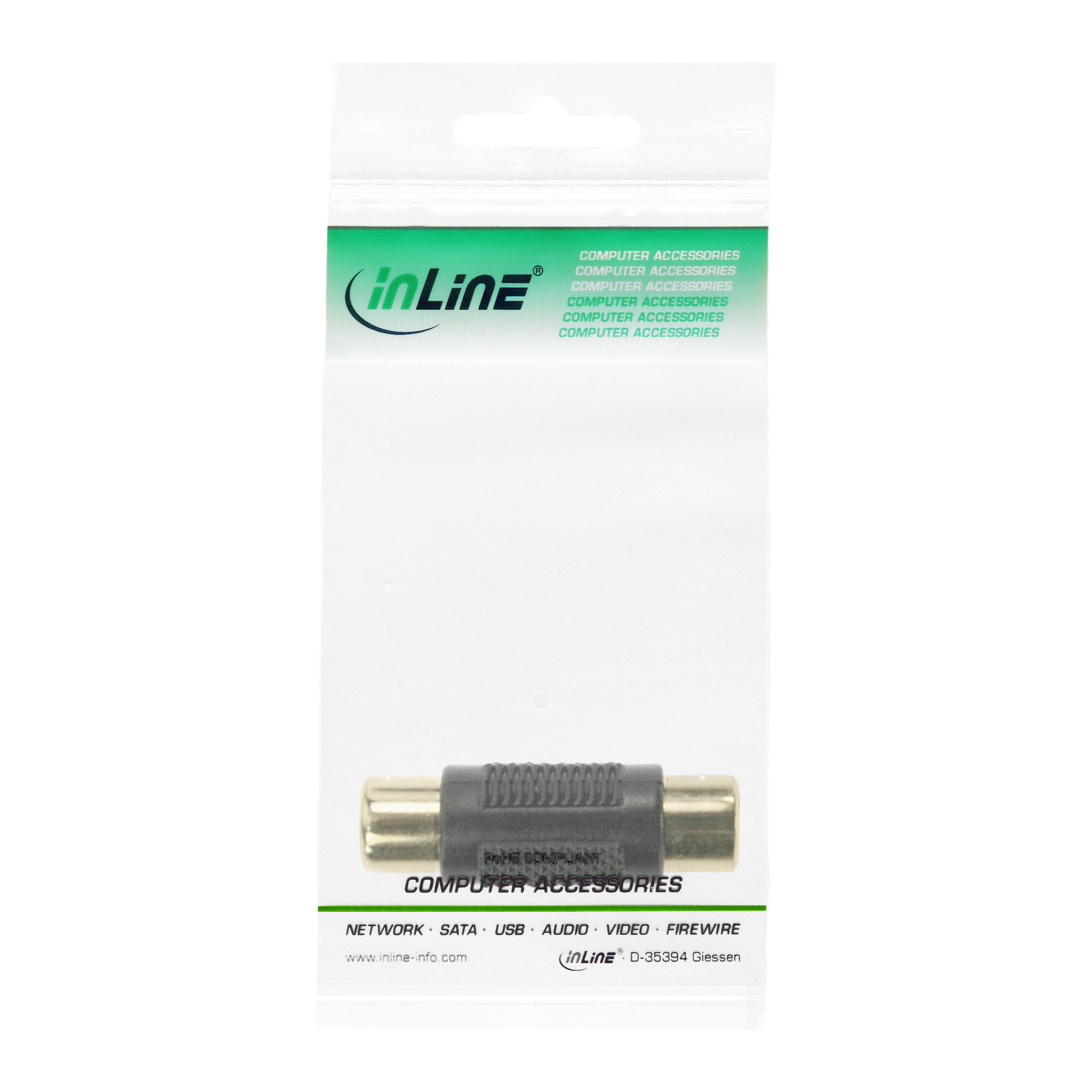 Inline® Audio Adapter, Cinch Buchse an Cinch Buchse, vergoldet