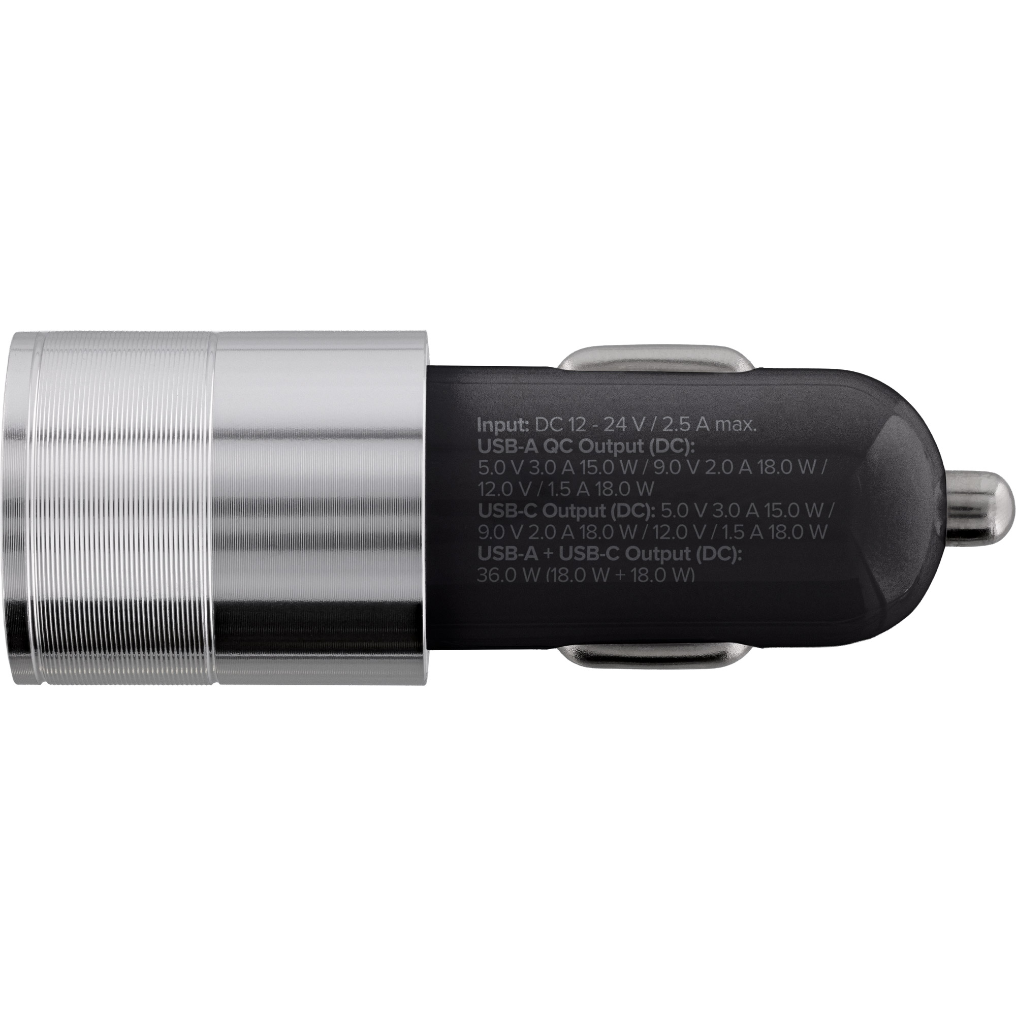 Inline® USB KFZ Stromadapter Quick Charge 3.0, 12/24VDC zu 5V DC/3A, USB-A+USB-C
