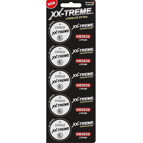 XX-Treme CR3032 Lithium Knopfzelle - 5er Streifen XX-Treme CR3032 Lithium Knopfzelle - 5er Streifen