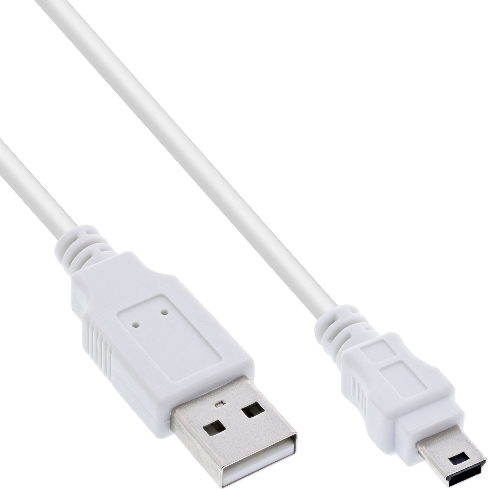 Inline® USB 2.0 Mini-Kabel, USB A Stecker an Mini-B Stecker (5pol.), weiß, 1m