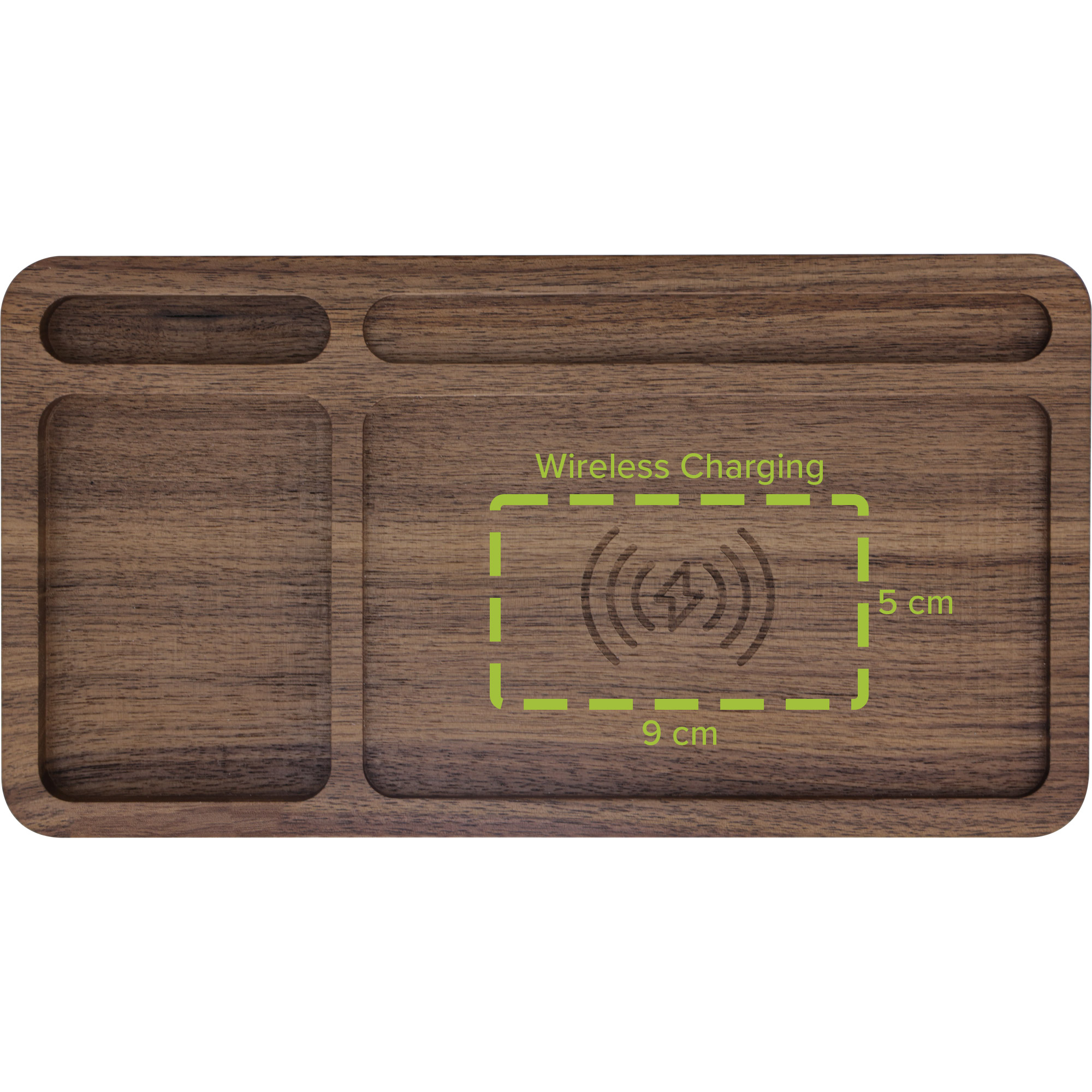 InLine® WoodCharge Organizer mit integrierter Qi-Ladefläche aus Walnuß-Holz