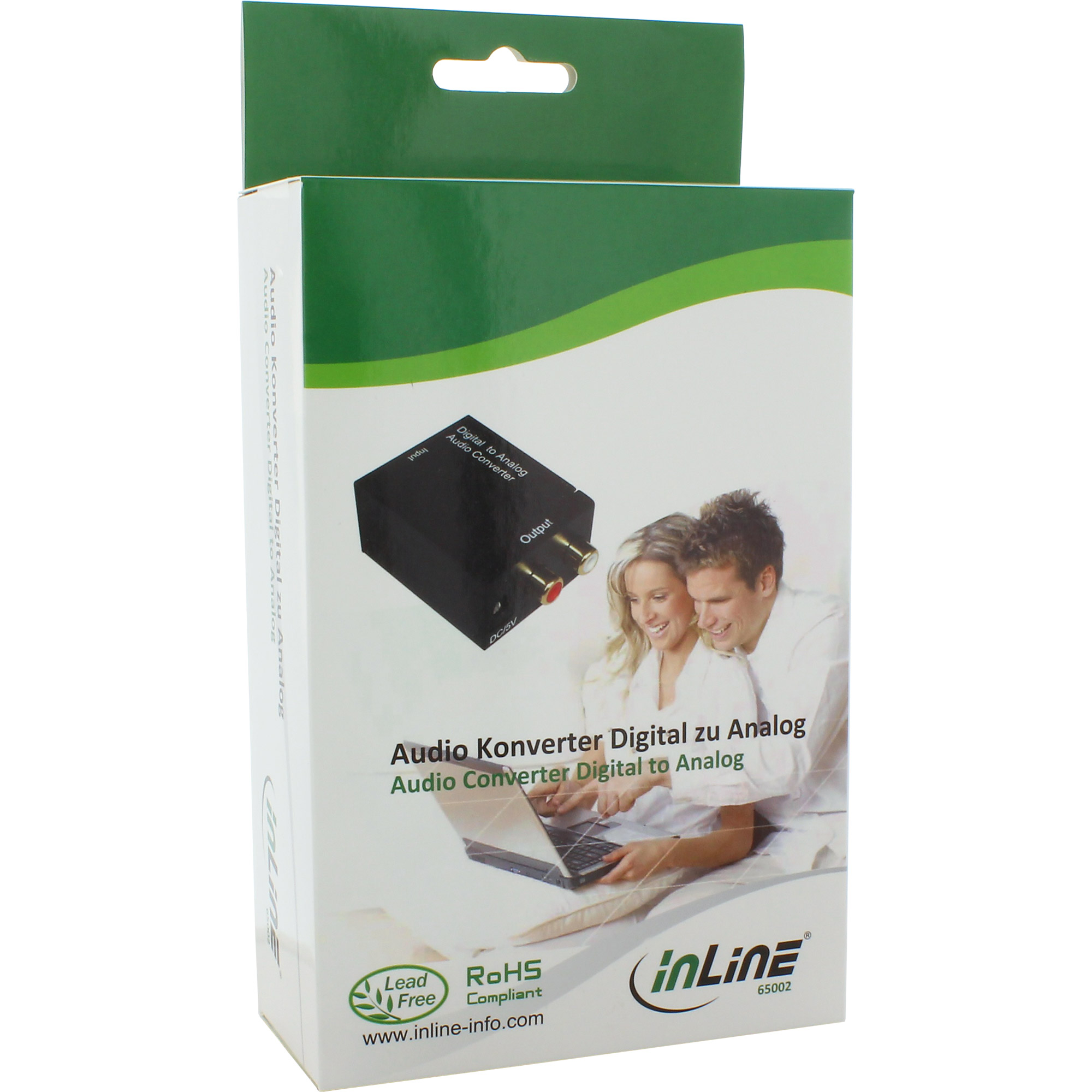 Inline® Audio DA-Wandler, Eingang Toslink oder Cinch, Ausgang 2x Cinch Stereo