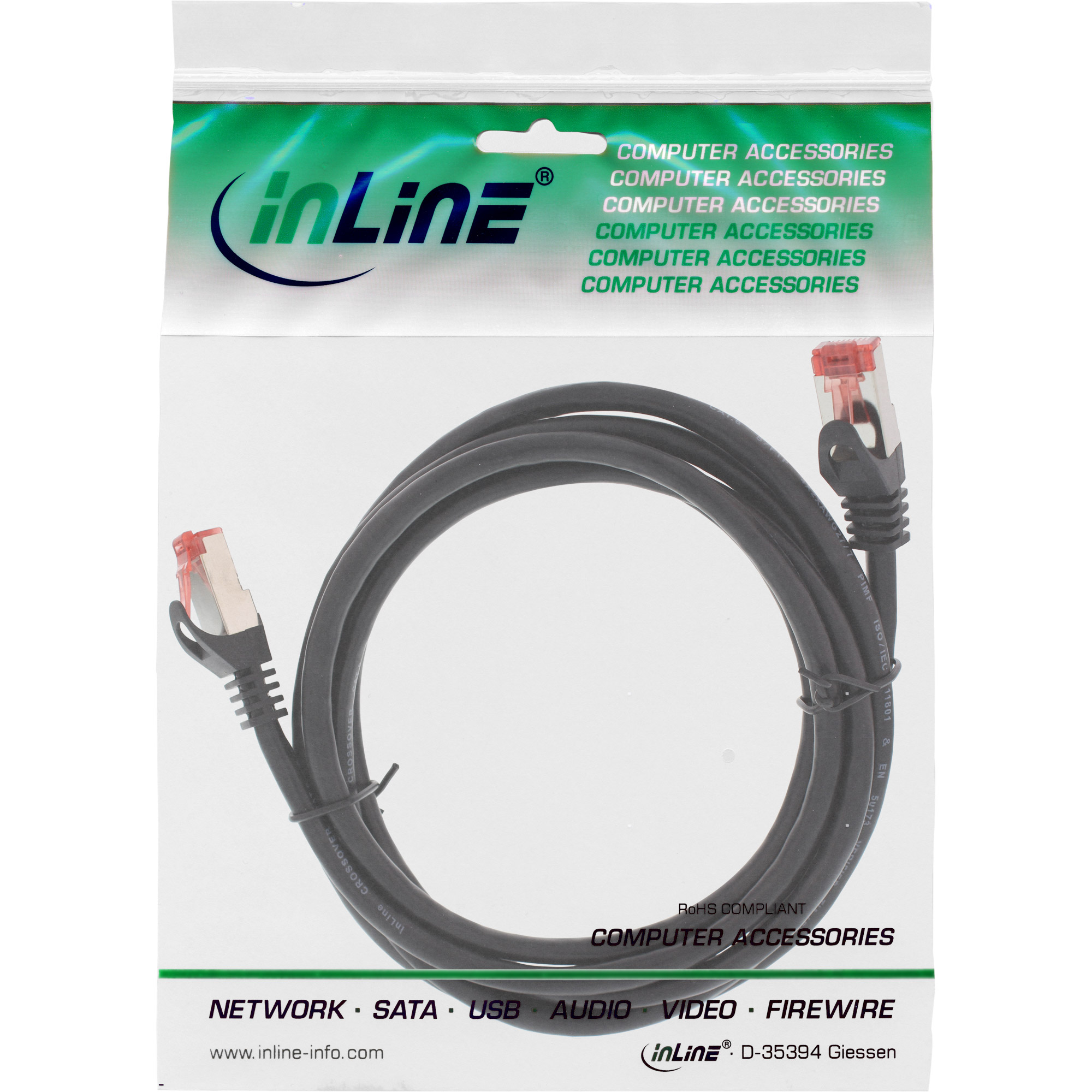 Inline® Crossover Patchkabel - S/FTP- Cat.6 - Schwarz - 0,5m
