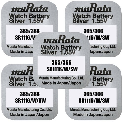 5x Murata SR1116 365 / 366 MultiDrain Silberoxid Batterie Murata 1,55V