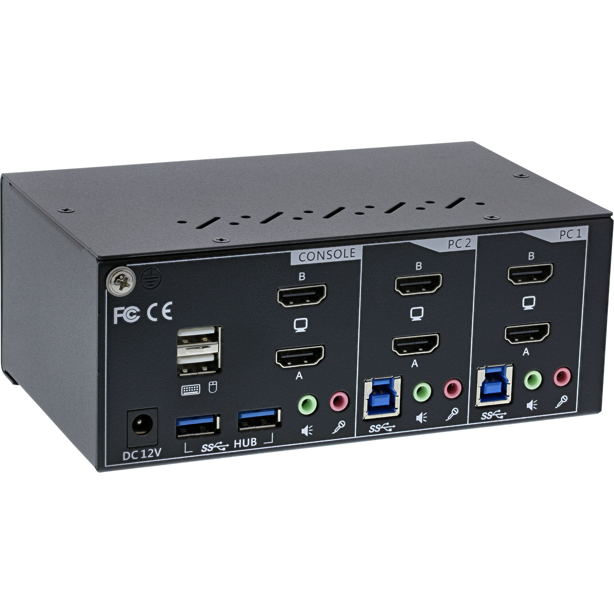 Inline® KVM Desktop Switch, 2-fach, Dual Monitor, HDMI, 4K, USB 3.0, Audio