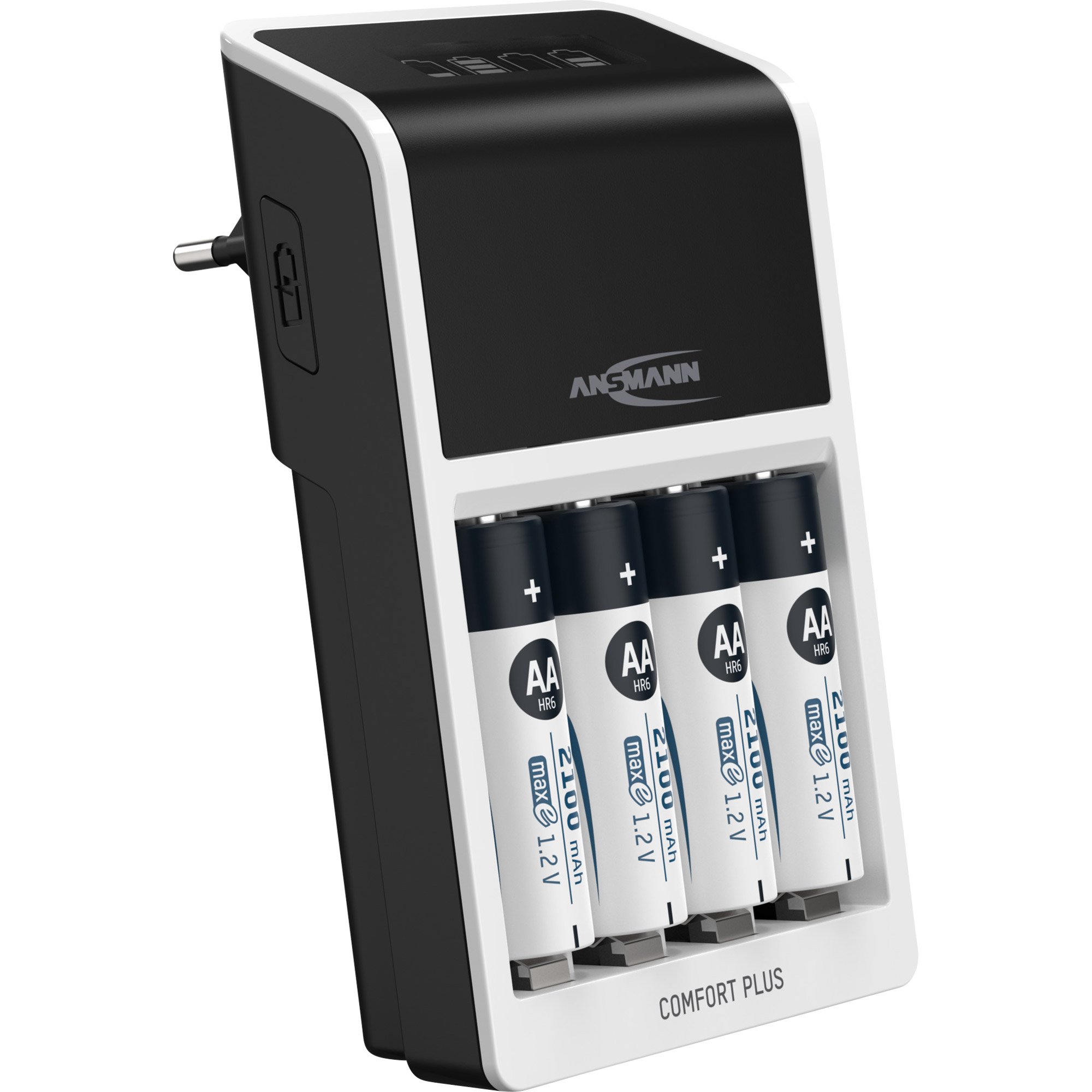ANSMANN 1001-0094-01 Comfort Plus Schnell-Ladegerät für NiMH Akkus, AA oder AAA