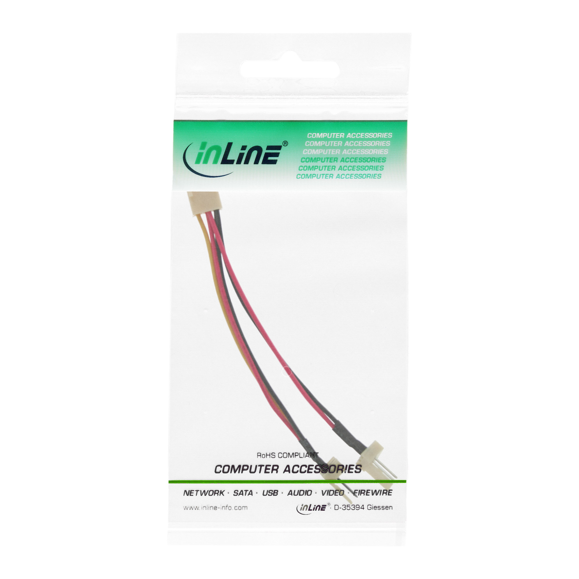 Inline® Lüfter Adapterkabel, 3pol Molex BU an 2x 3pol Molex ST
