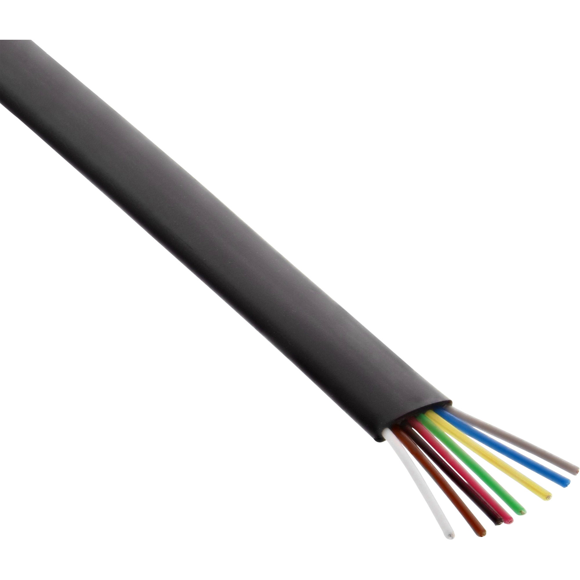 Inline® Modularkabel, 8adrig Flachband schwarz, 100m Ring