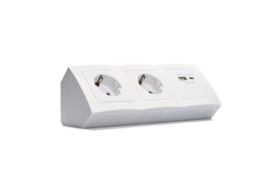 Steckdosenblock McPower ''Flair'' Aufbau, 2-fach Schutzkontakt + 2x USB A+C