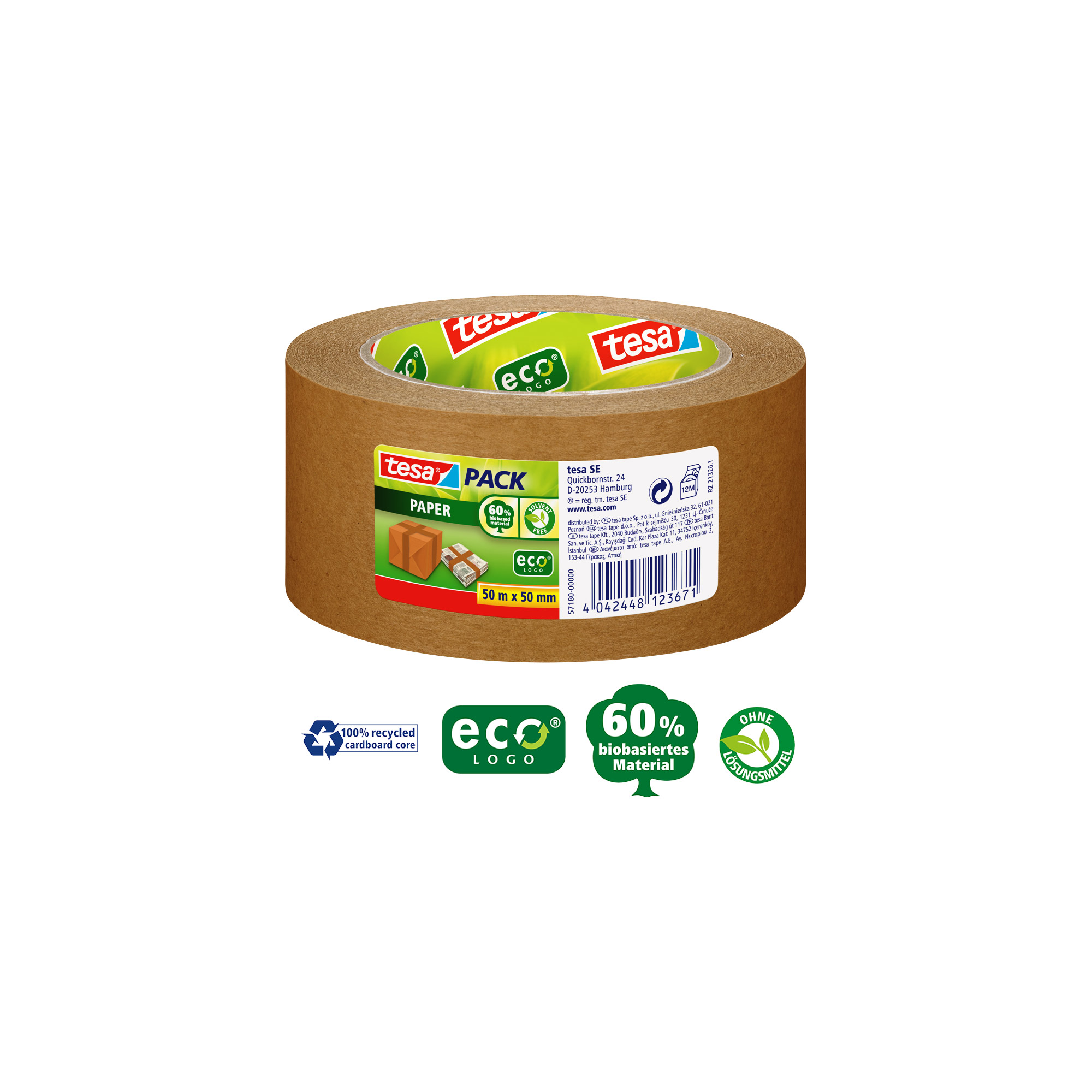tesa pack paper ecoLogo, 50m x 50mm tesa pack paper ecoLogo, 50m x 50mm