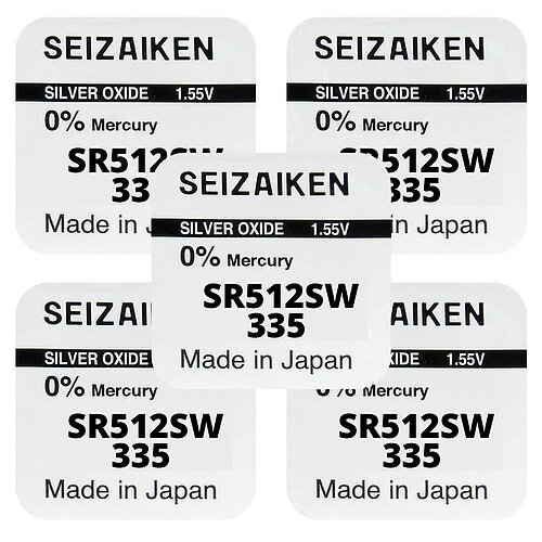 5x SR512SW 335 Silberoxid Batterie Seizaiken 1,55 V