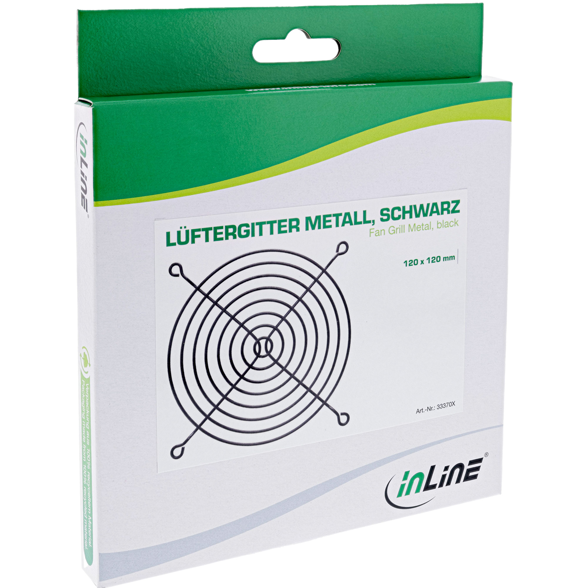 Inline® Lüftergitter Metall, schwarz, 120x120mm