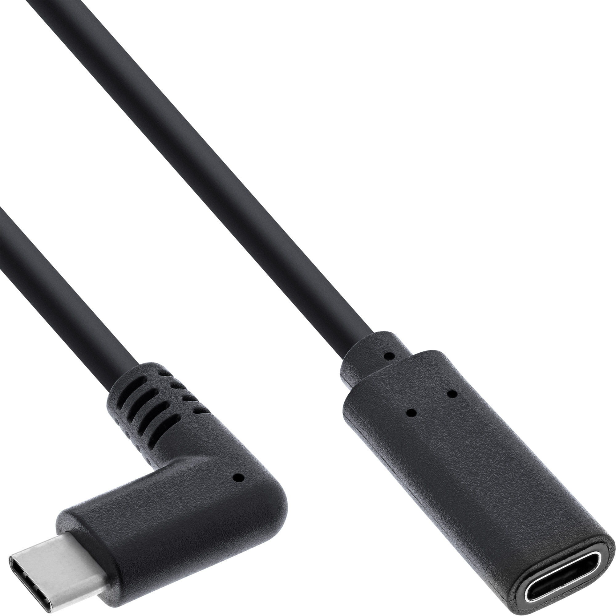 Inline® USB 3.2 Gen.2x2 Kabel, USB-C Verl., ST gewink. auf BU, schwarz 0,5m