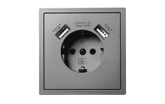 Schutzkontakt-Steckdose McPower ''Shallow'' 2x USB-A - 5V/2,1A